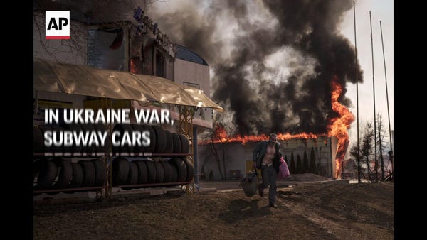 In Ukraine war, subway cars become home