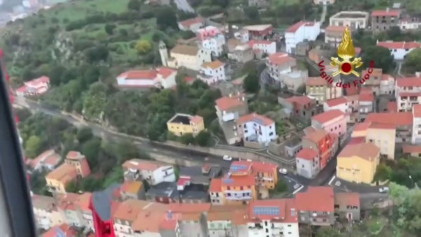 Aerial footage of Sardinia flooding destruction