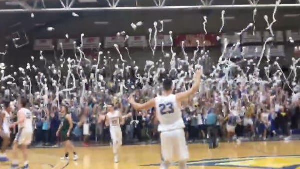 Thousands of rolls of toilet paper thrown onto cou