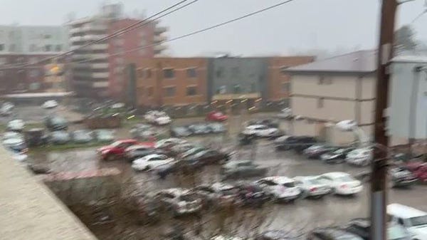 Cloud rotation near ISU  amid tornado warning