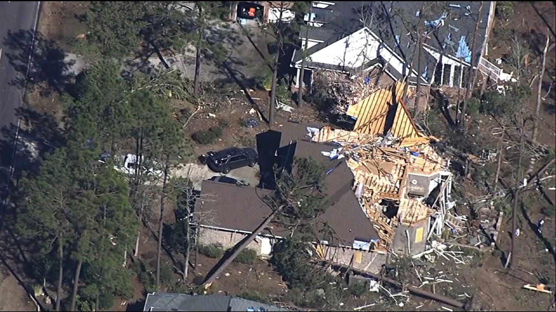 Aerial video shows tornado damage in N. Carolina