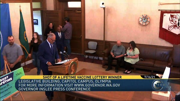 Washington State gives $1M vaccine lottery prize