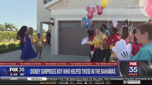 Disney surprises boy who helped those in Bahamas