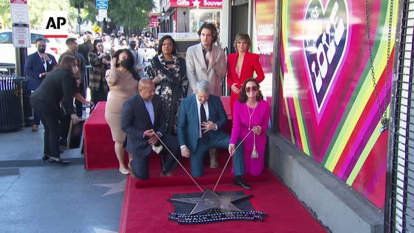 Mayer at WOF Star unveiling for 'dear friend' Cohe