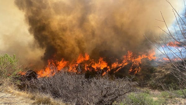 Wildfire rages in Arizona, dry, windy conditions