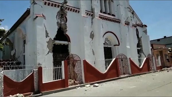 Church in Les Cayes part-destroyed in earthquake