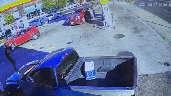 Car crashes into gas pump causing fiery explosion