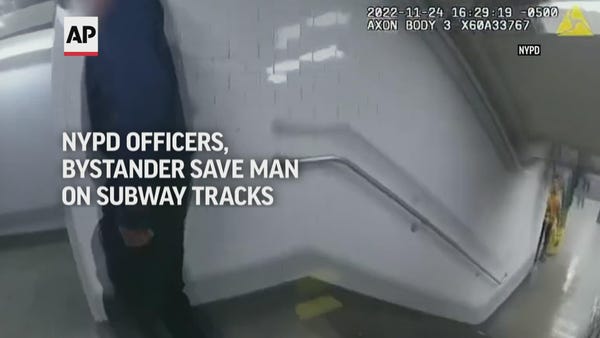 NYPD officers, bystander save man on subway tracks