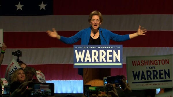Warren congratulates Sanders on NV, hits Bloomberg