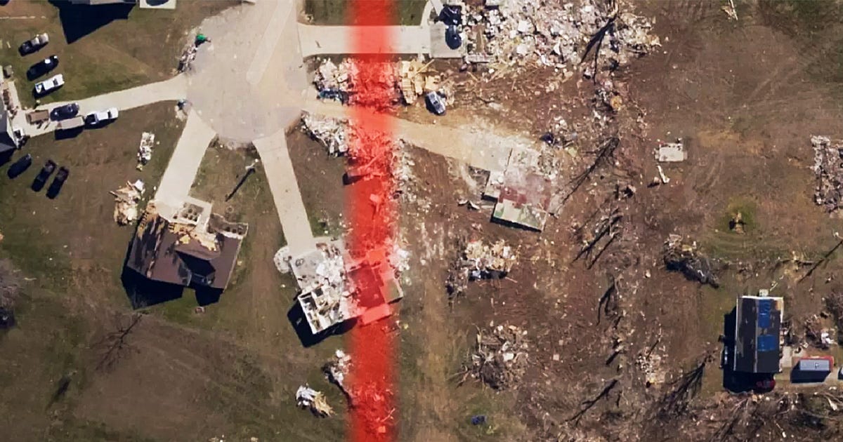 The devastating Nashville tornado path through Tennessee in March 2020