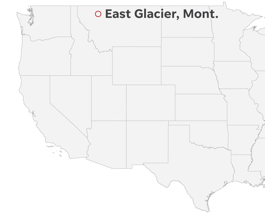 locator map of East Glacier, Idaho 