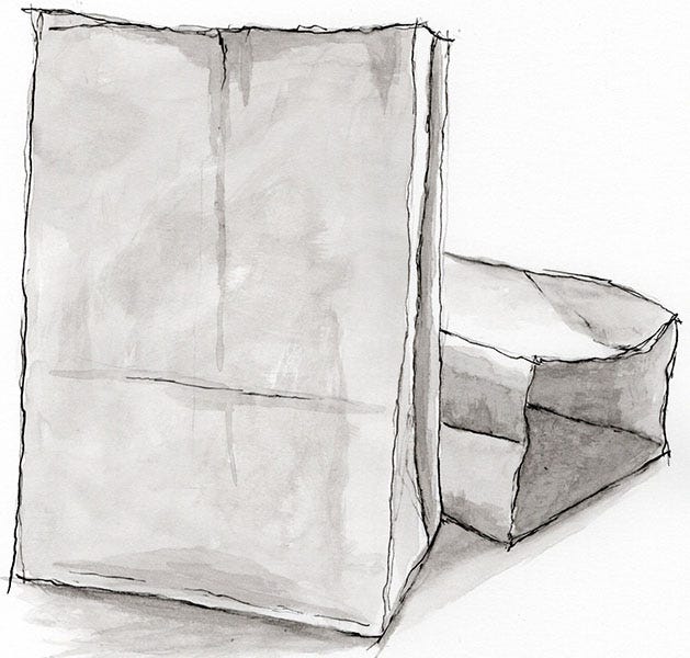 An illustration of paper grocery bags