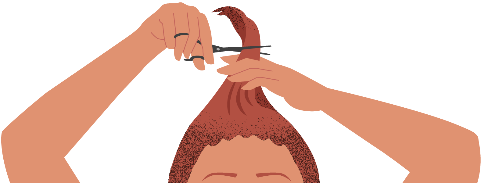 cutting hair at home with trimmer