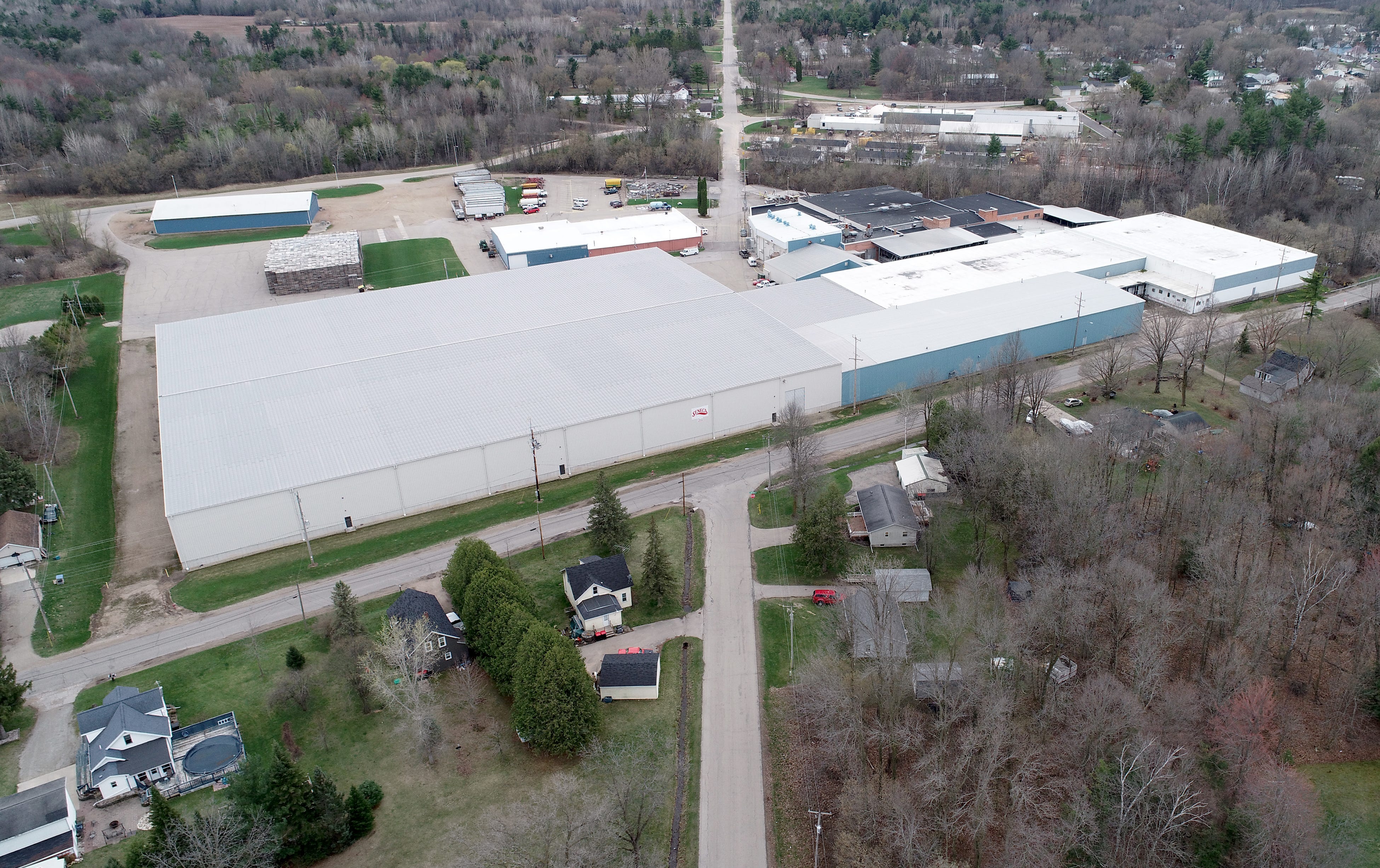 A drone image of Seneca Food plant in Gillette, Wis.