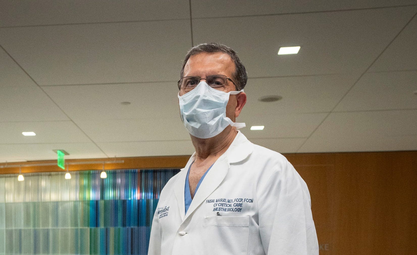 Dr. Faisal Masud, medical director of critical care at Houston Methodist Hospital, stands for a portrait on June 11, 2021.