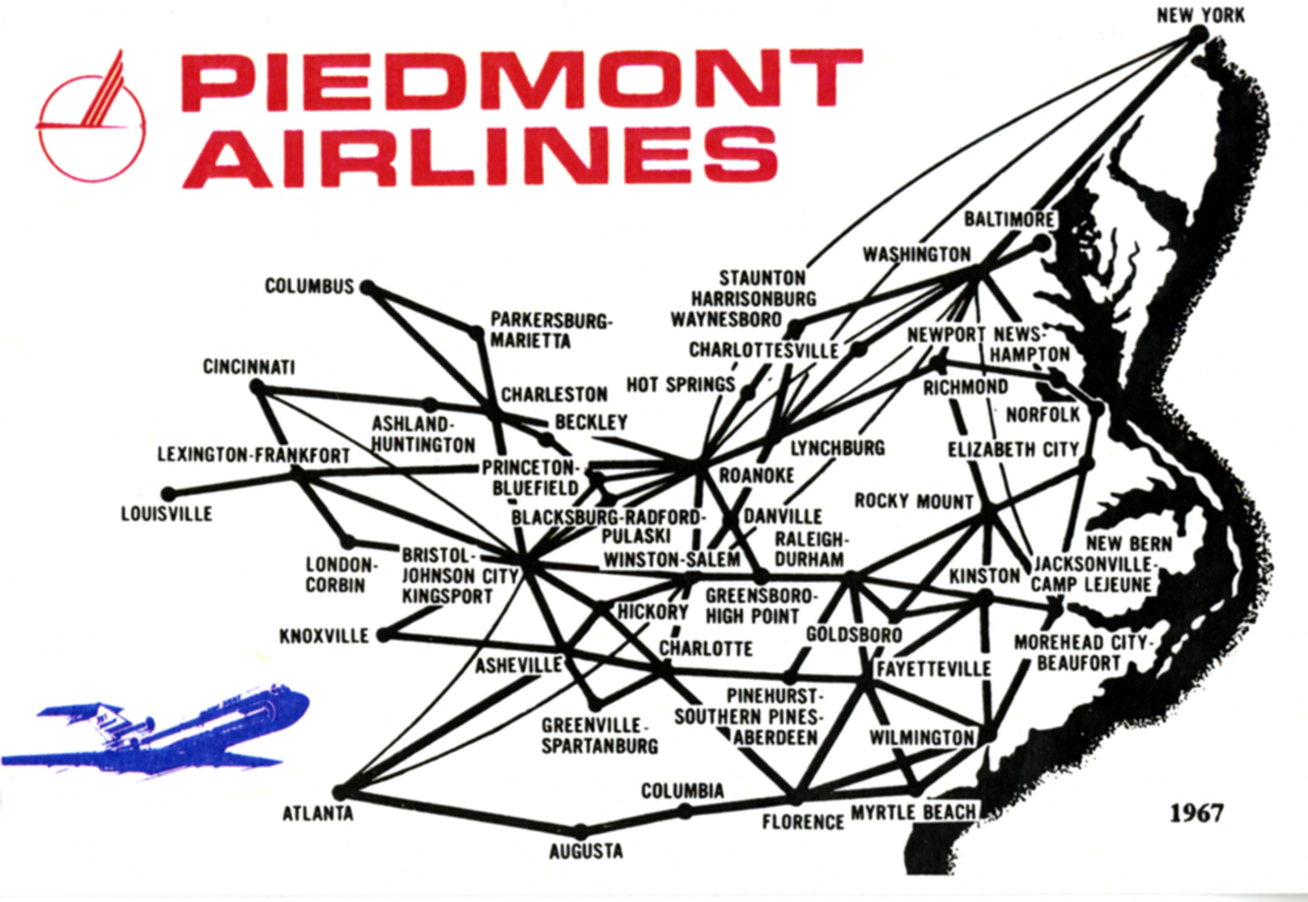 Piedmont Airlines Route Map Piedmont..............gone 30 Years - Airliners.net