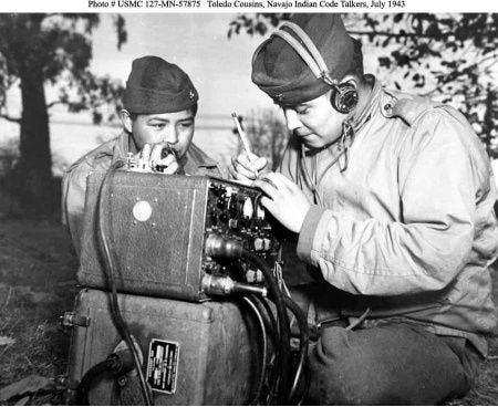 Navajo Code Talkers created an unbreakable code. It helped win World War II