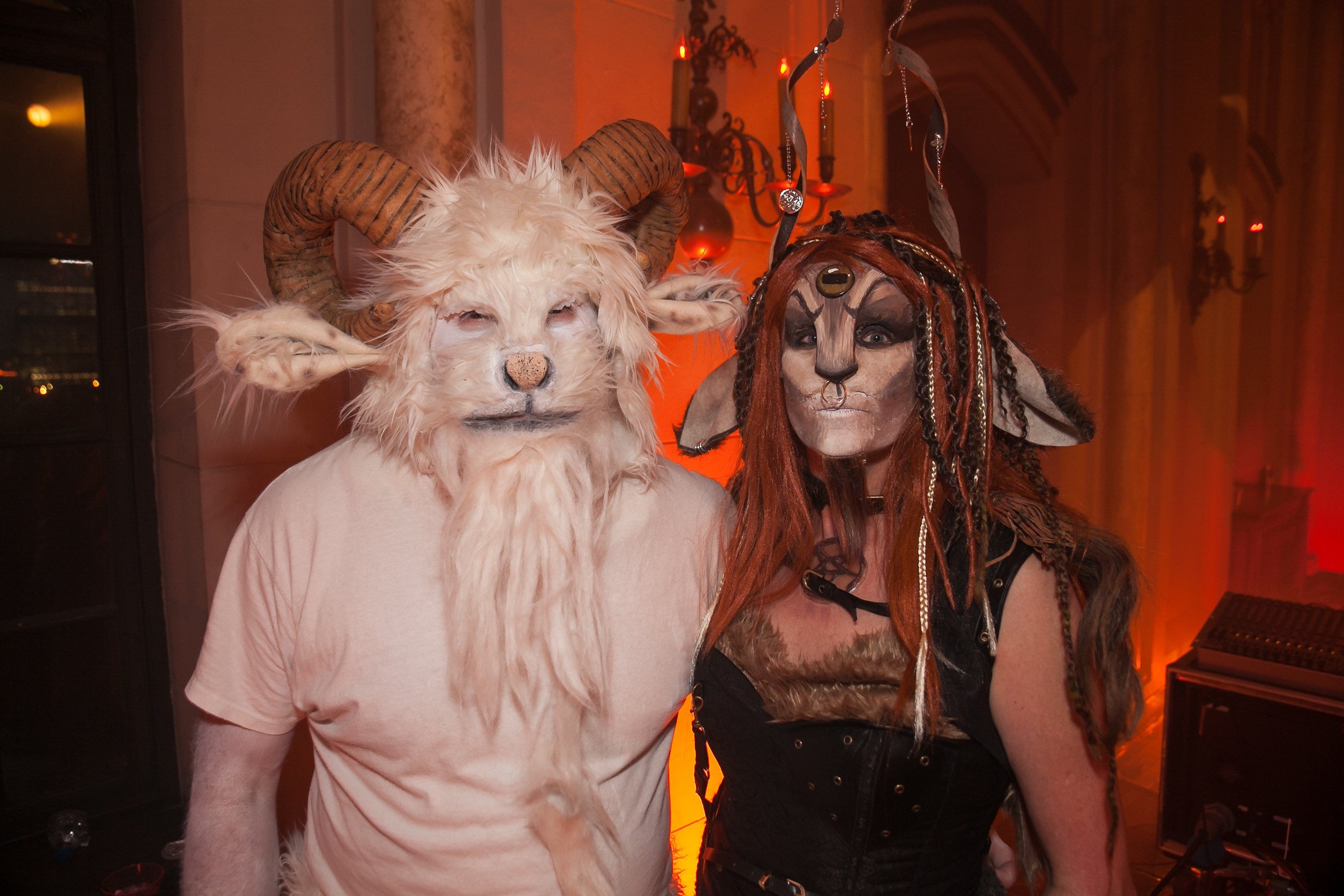 Dietrich Bonawitz, of Auburn Hills, left, and Laura Kuhn of Ferndale, came dressed as Goat and Satan's Girlfriend respectively at Theatre Bizarre at the Masonic Temple on Saturday, October 17, 2015 in Detroit.