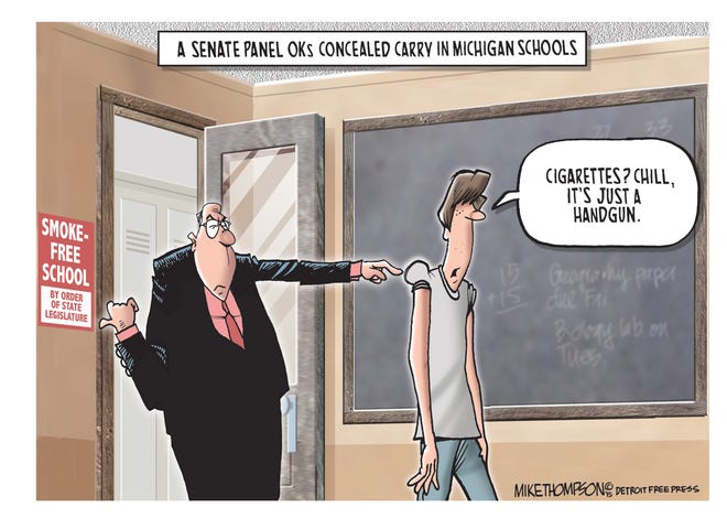 A Michigan Senate panel likes the idea of concealed carry guns in schools.