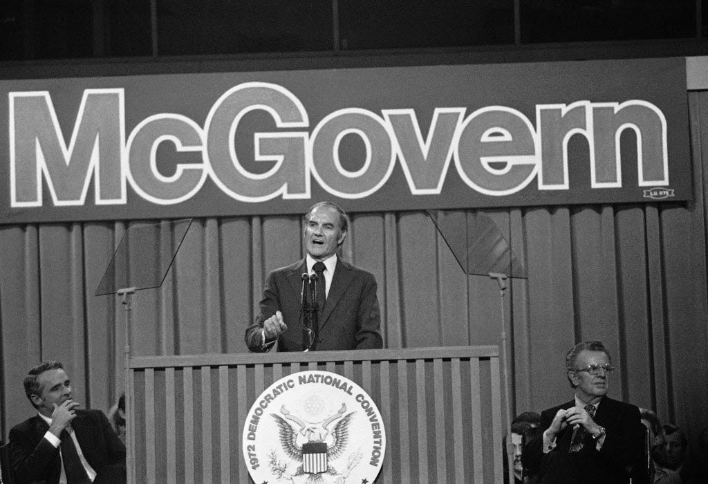 George McGovern at the Democratic National Convention in 1972.