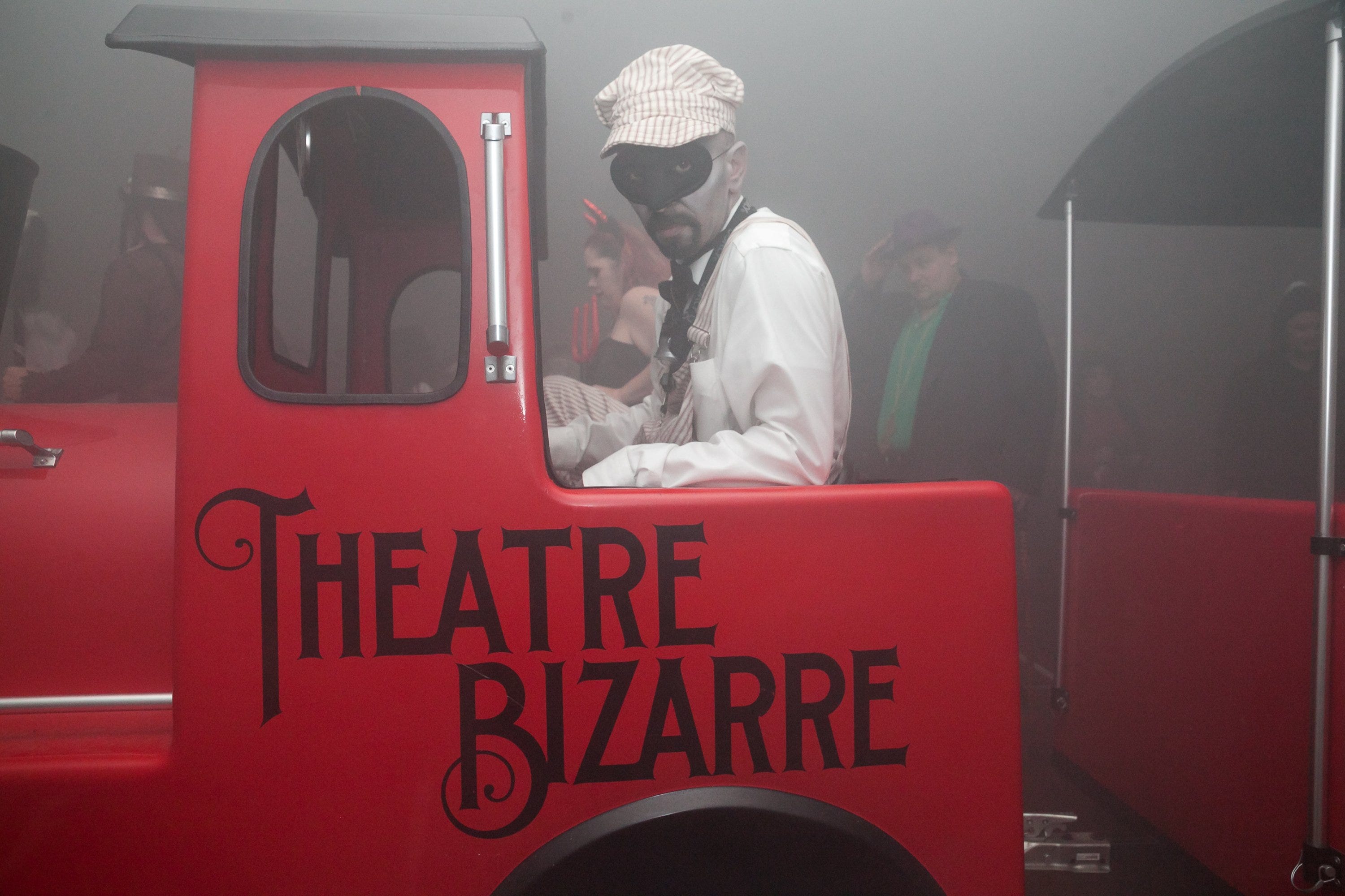 The Ghost Train takes guests on a fast-paced, foggy ride during the Theatre Bizarre masquerade ball.
