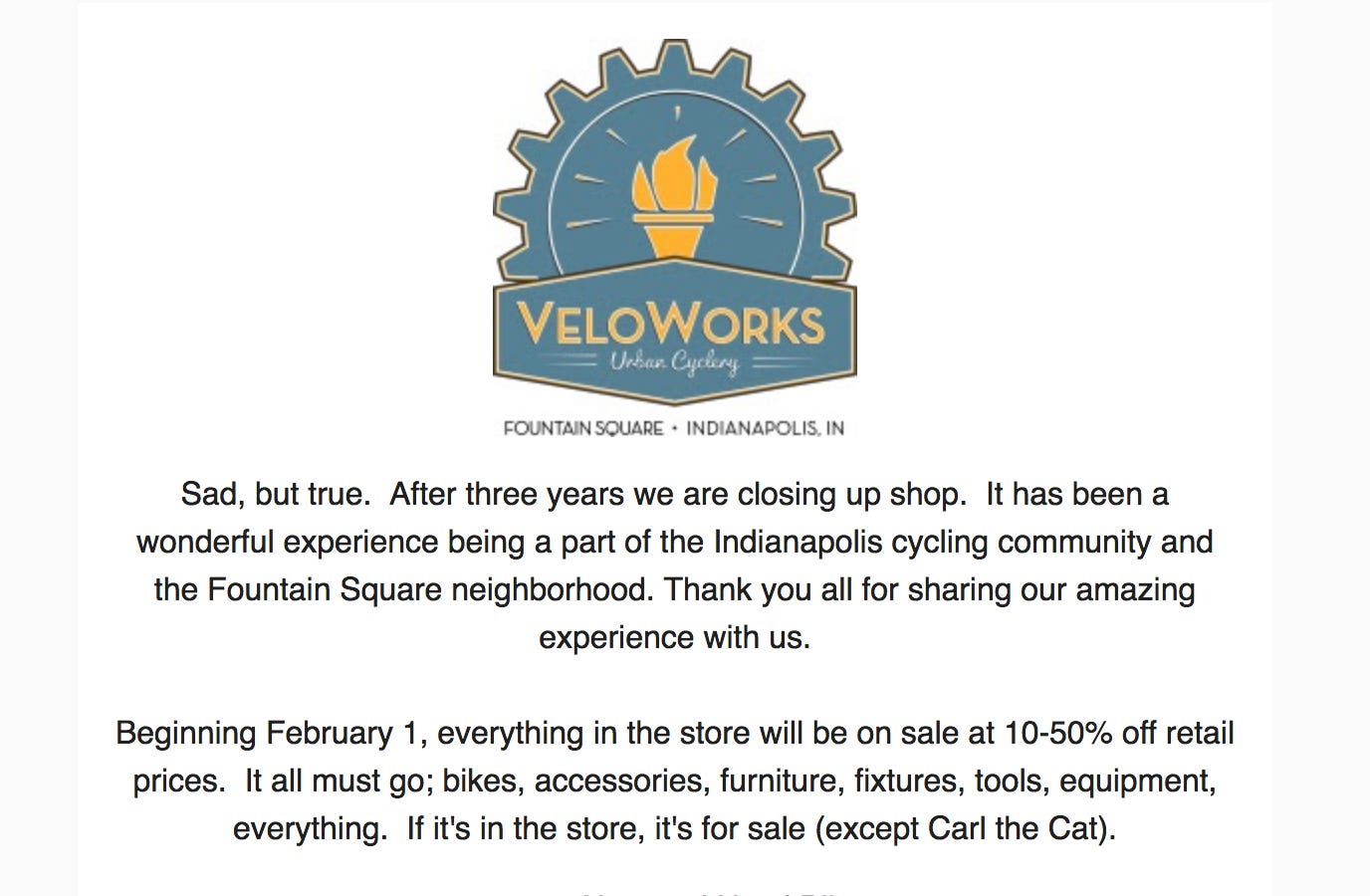 Fountain Square bike/coffee shop closing its doors