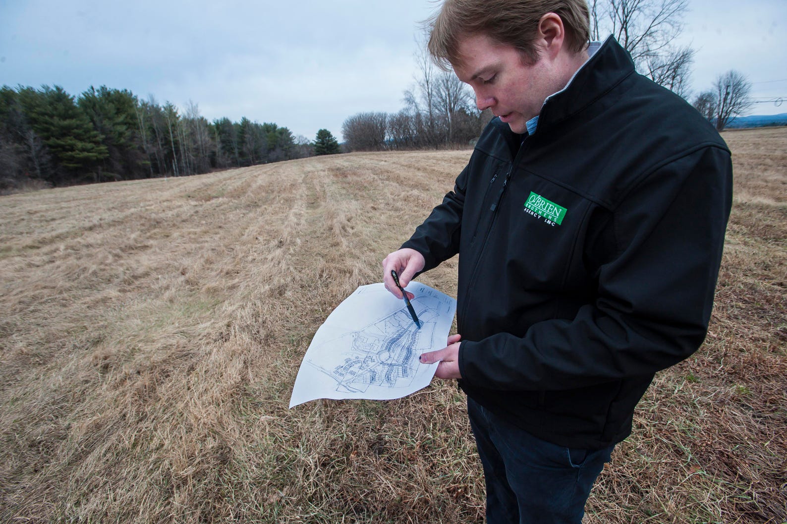 Evan Langfeldt, CEO of the O'Brien Brothers Agency, near the site of a planned residential development in South Burlington on Tuesday, February 28, 2017. The project is between Old Farm Road, Kimball Avenue and Route 116.