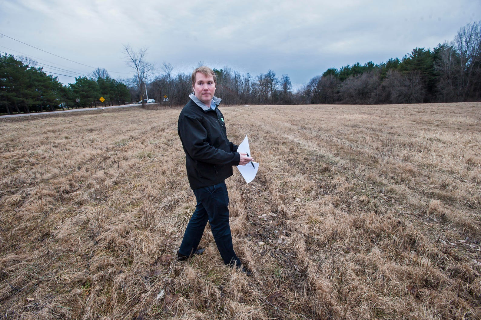 Evan Langfeldt, CEO of the O'Brien Brothers Agency, near the site of a planned residential development in South Burlington on Tuesday, February 28, 2017. The project is between Old Farm Road, Kimball Avenue and Route 116.