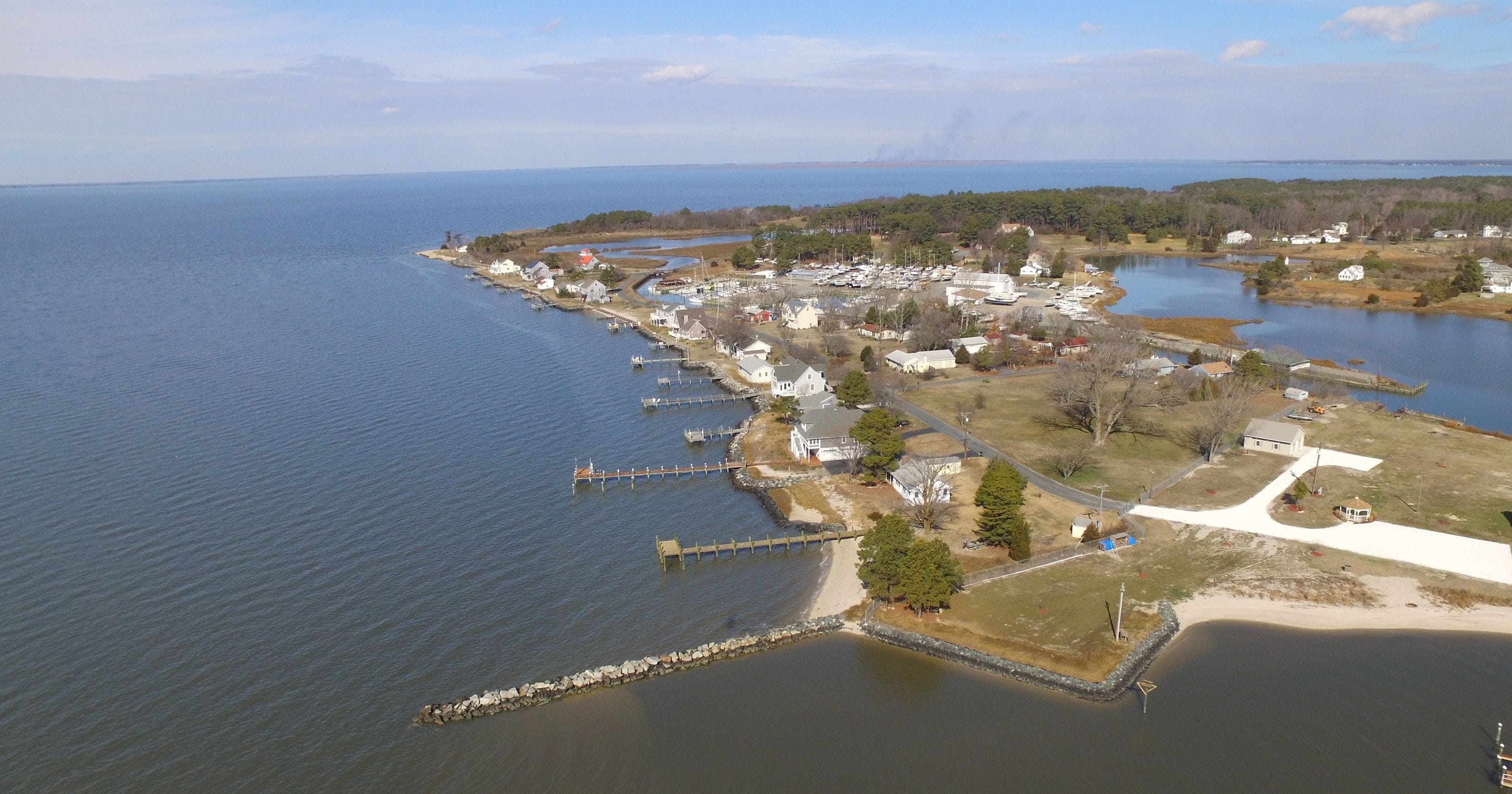 The Chesapeake Bay fishing village of Deal Island, Md., is shown.