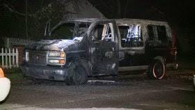Man critically injured in van fire