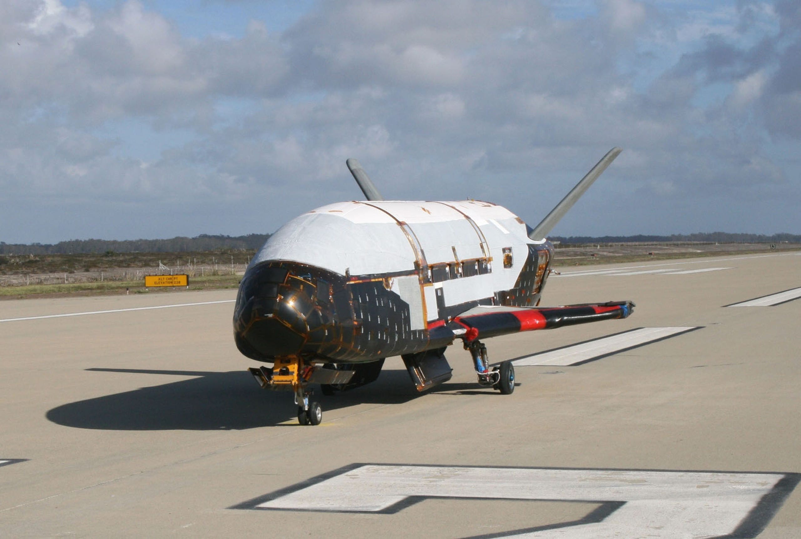 The X-37B Orbital Test Vehicle during testing at the Astrotech facility in Titusville, Fla. Dec. 11, 2012.