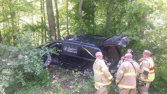 Funeral home van driver injured in I-70 crash