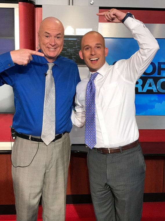 WISH-TV meteorologist Randy Ollis shaved his head after chemotherapy