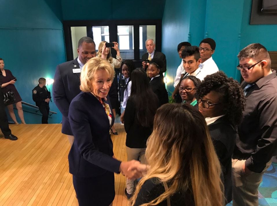 Education Secretary Betsy DeVos visits voucher high school in Indianapolis