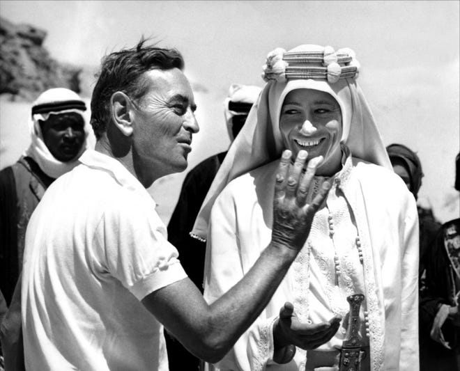 David Lean pictured at left, working with Peter O'Toole.