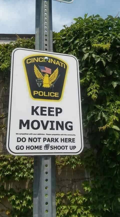 Photo on FB telling drug users 'Go home to shoot up,' with a Cincinnati police logo isn't real, say cops