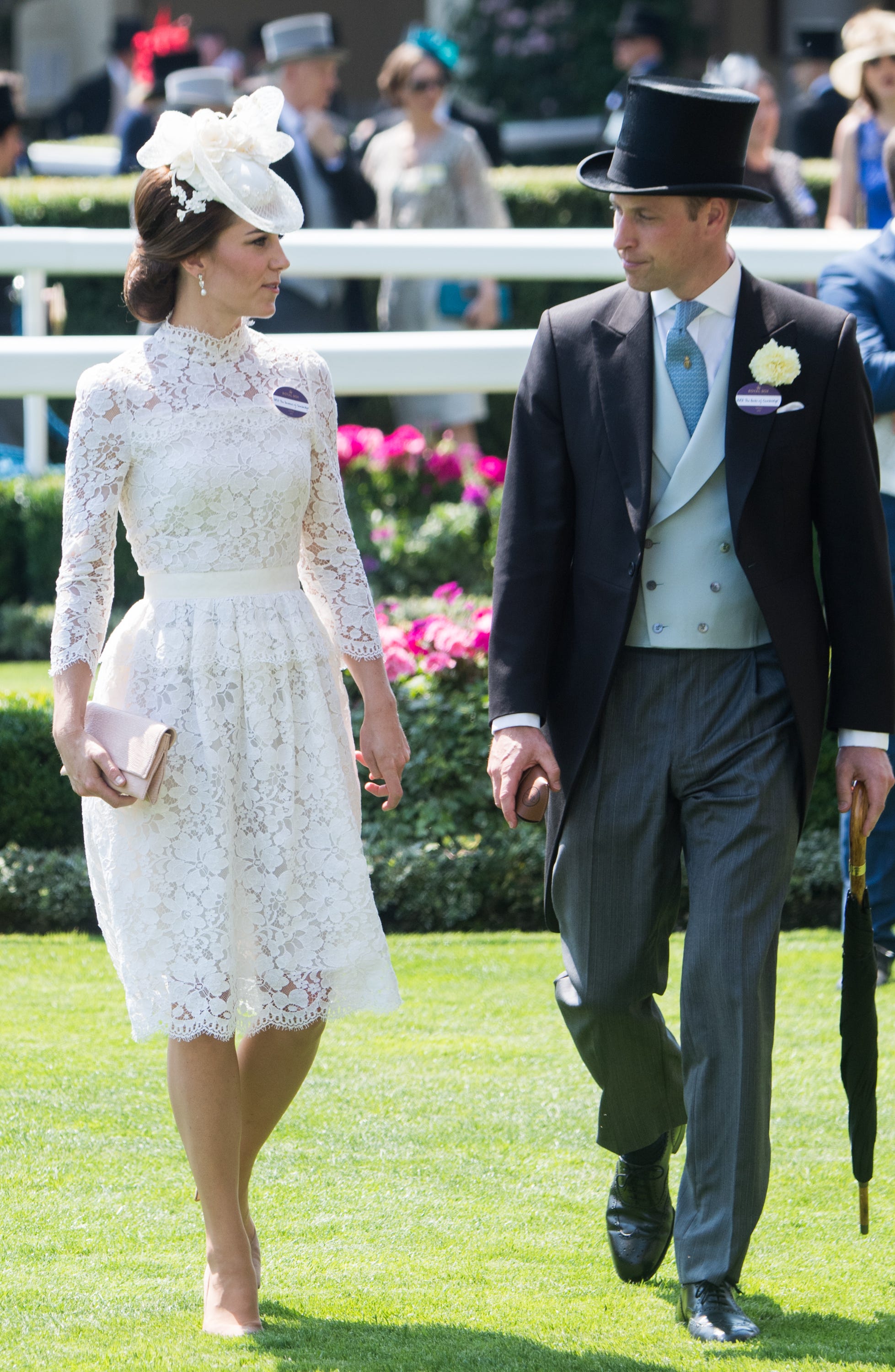 Duchess Kate wows in white lace — and a name tag — at Royal Ascot