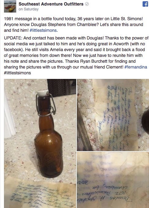 Fisherman finds 36-year-old message in a bottle and tracks down sender