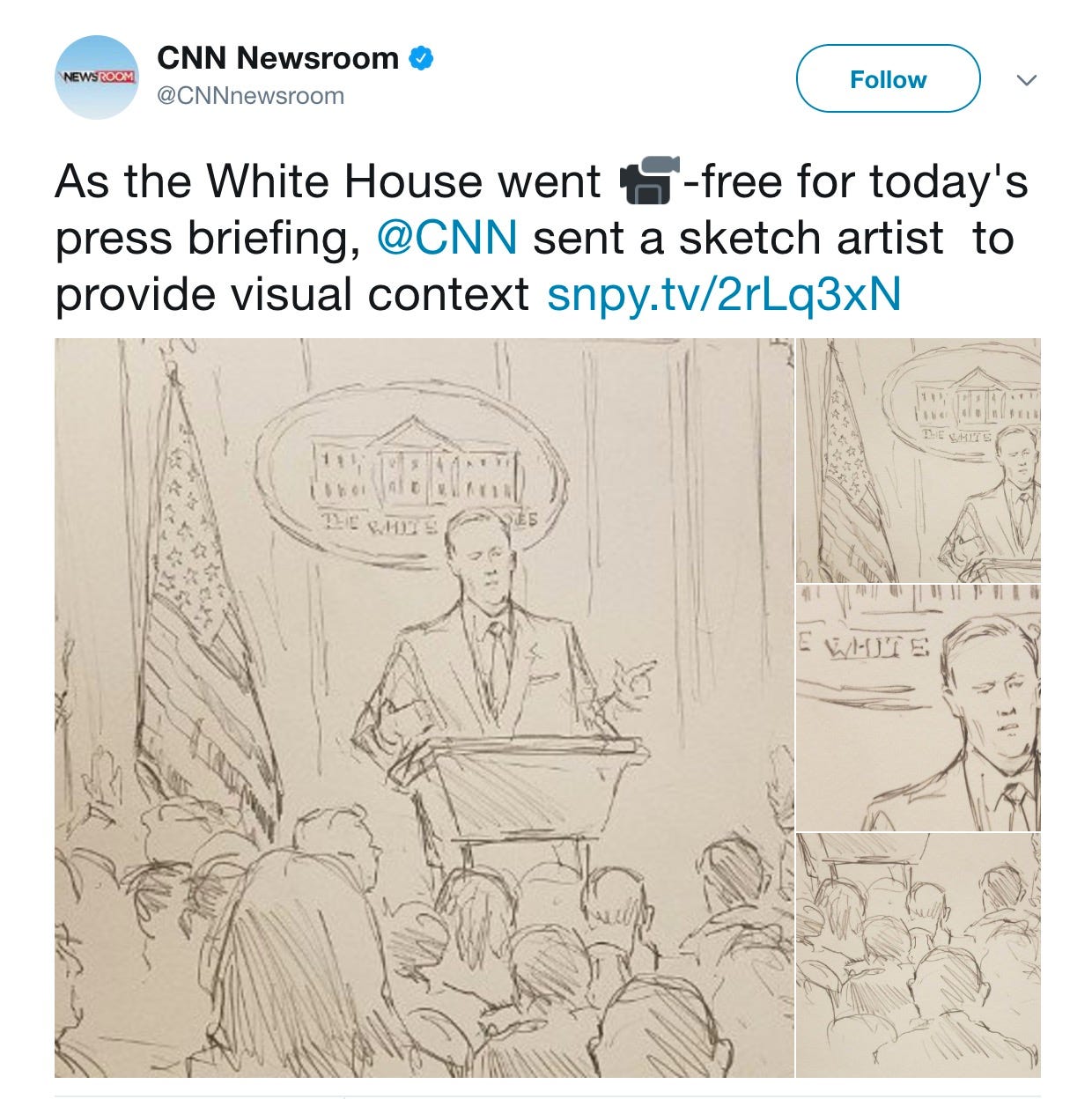 CNN sends a sketch artist to the White House to cover briefing with Sean Spicer