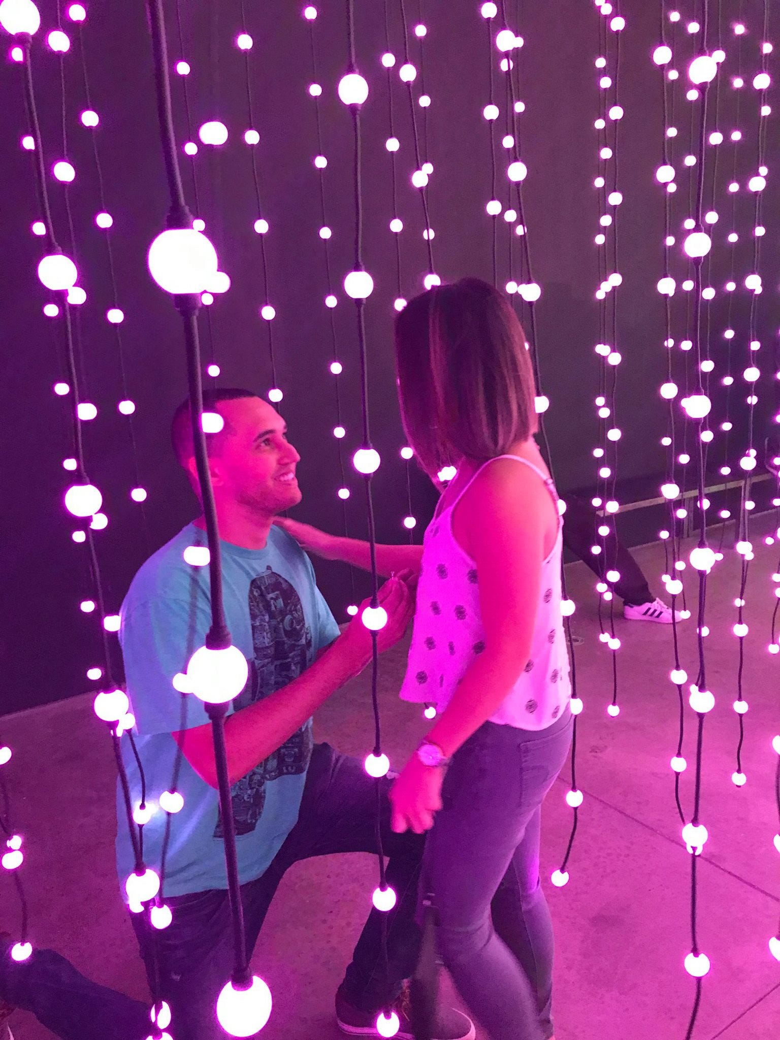 Arizona couple gets engaged in SMoCA light exhibit Integrity Garage