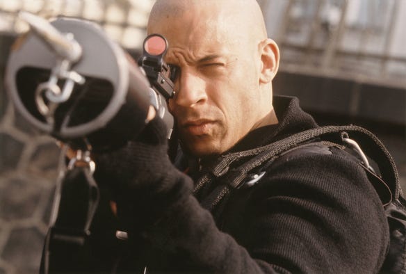 Vin Diesel stars as Xander Cage, a thrill-seeking extreme sports athlete, in the 2002 thriller "XXX."