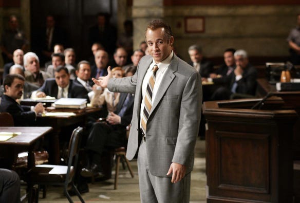 Sent to prison on a drug charge, Jackie Dinorsio (Vin Diesel) refuses to turn a government witness against his former associates in the New Jersey Lucchesi crime family in "Find Me Guilty."
