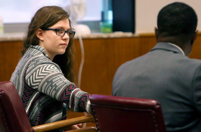 Anissa Weier passes a note to defense attorney Joseph Smith Jr. during closing arguments on Sept. 15, 2017, in her case before Waukesha County Circuit Court Judge Michael Bohren. She was committed to a state mental hospital for her role in the Slender Man stabbing. After spending three-plus years there, a judge on Thursday, July 1, granted her conditional release.