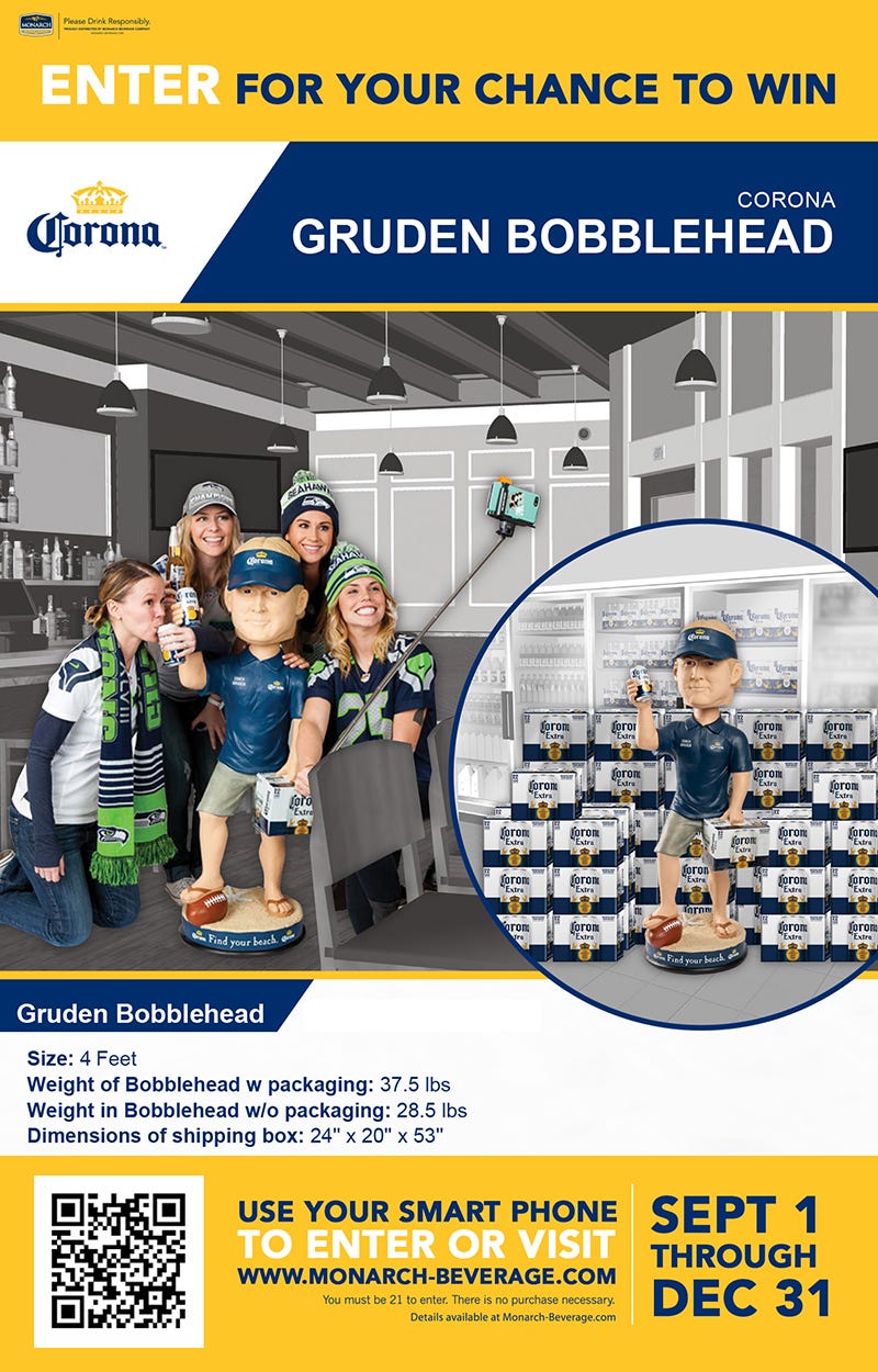 Want a giant Jon Gruden bobblehead for that Man Cave? There's a giveaway for that