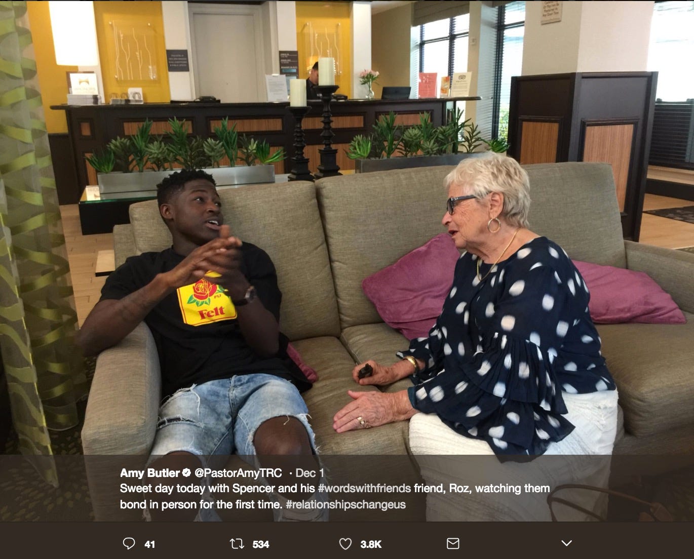 22-year-old rapper meets the 81-year-old woman he befriended on Words With Friends