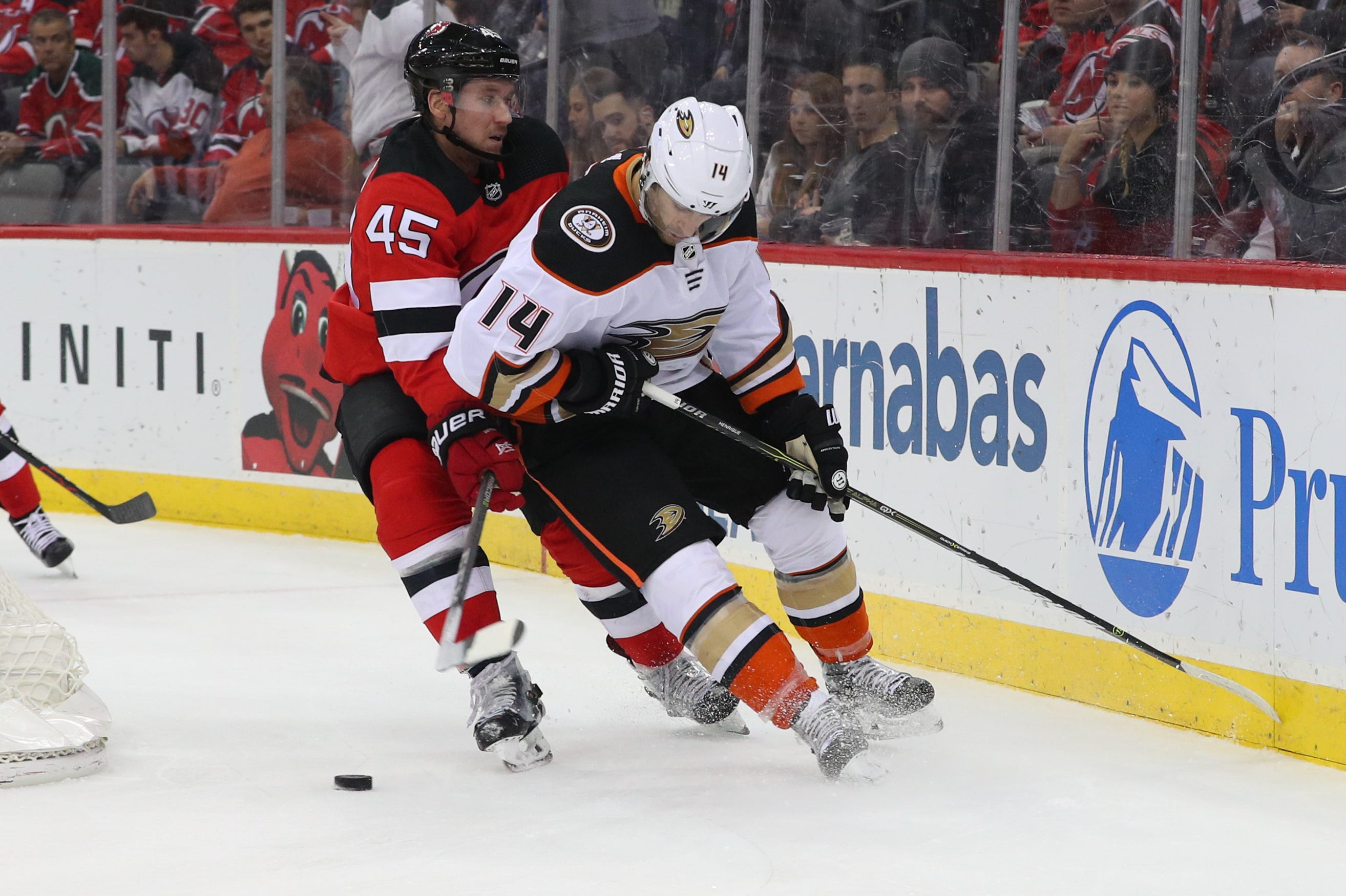 Ducks' Adam Henrique scores nice goal vs. Devils around player he was traded for