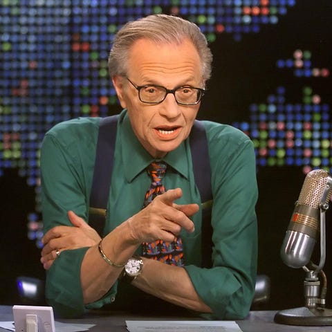 Talk show host Larry King is shown on the set of h