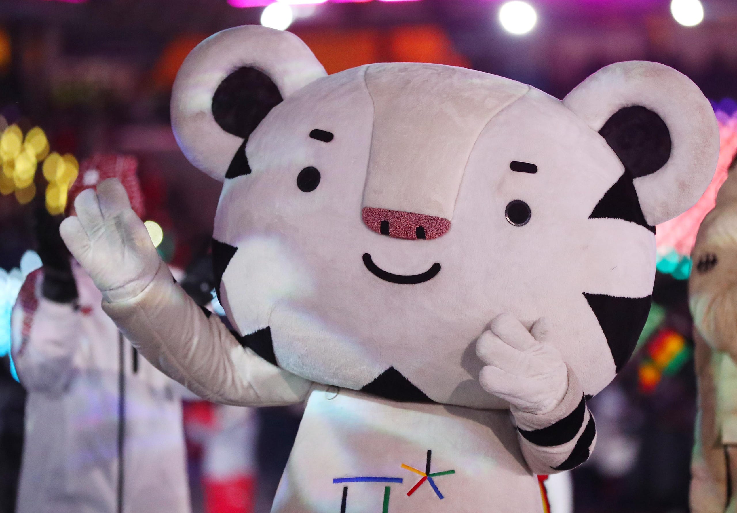 Olympic mascot Soohorang during the closing ceremony.