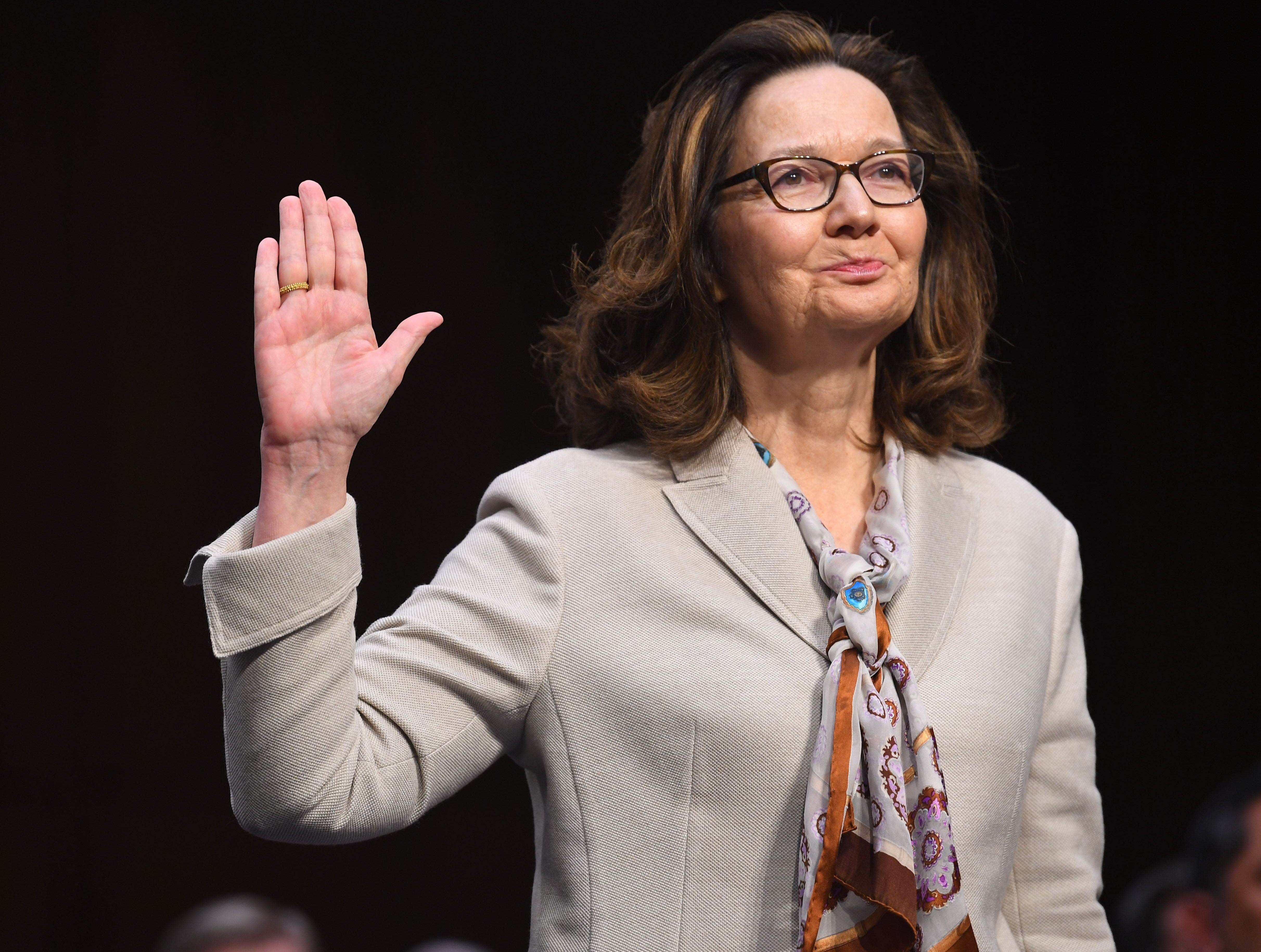 Gina Haspel testifies in front of the U.S. Senate Select Committee on Intelligence during her confirmation hearing March 13, 2018 in Washington.  President Trump nominated Haspel to be CIA Director, replacing Mike Pompeo, the current Secretary of Sta