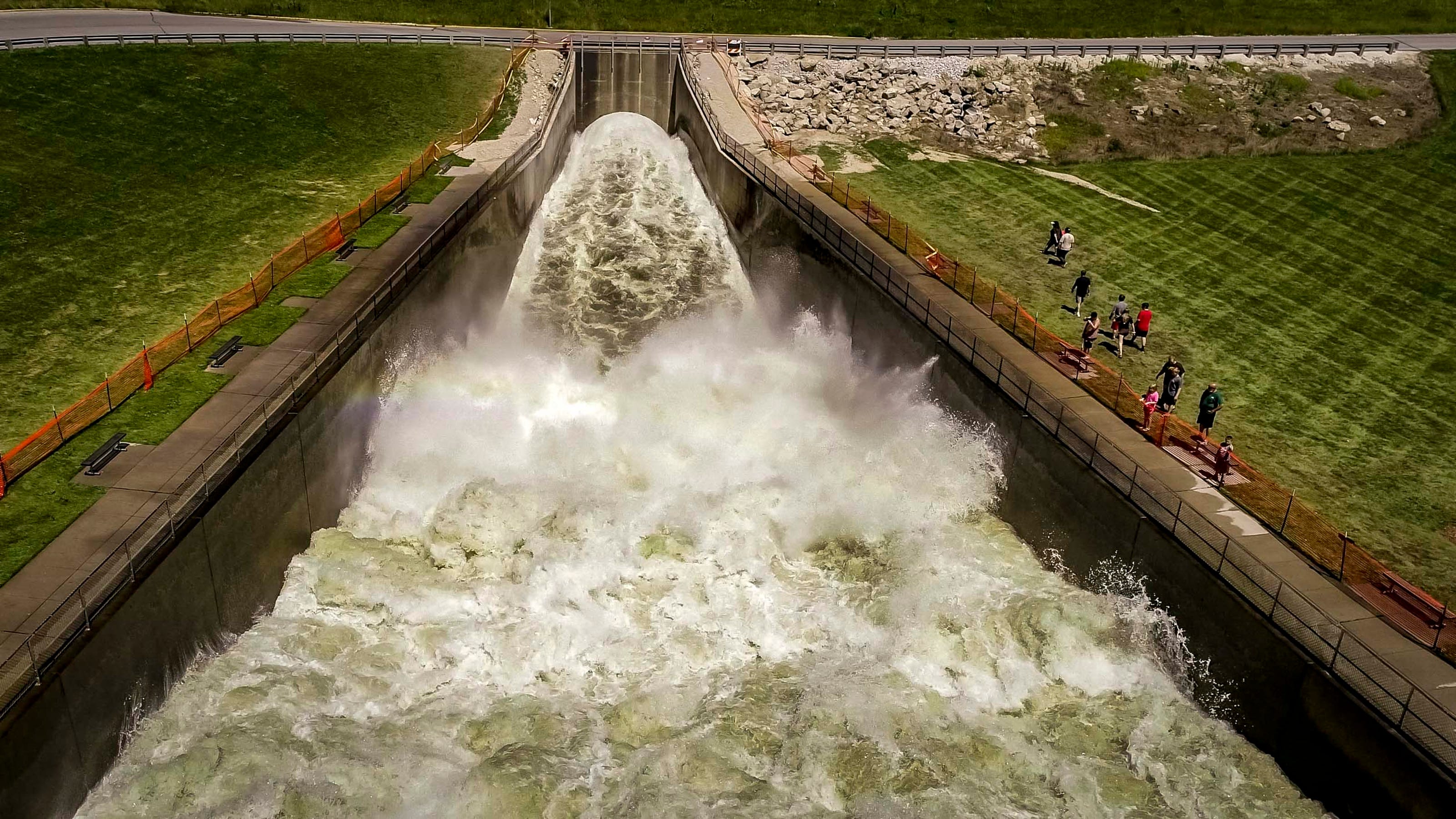 Saylorville Lake spillway is near maximum outlfow